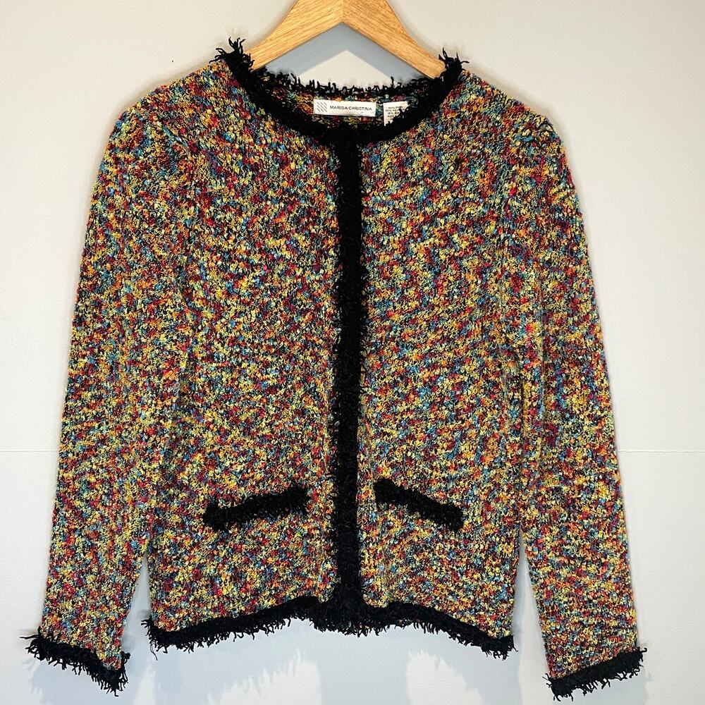 Marisa Christina Multi-Color Textured Sweater Blazer - size S